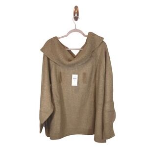 Pure Jill 4X Plus Elements Women's Pale Green Textured Turtleneck Sweater Cozy